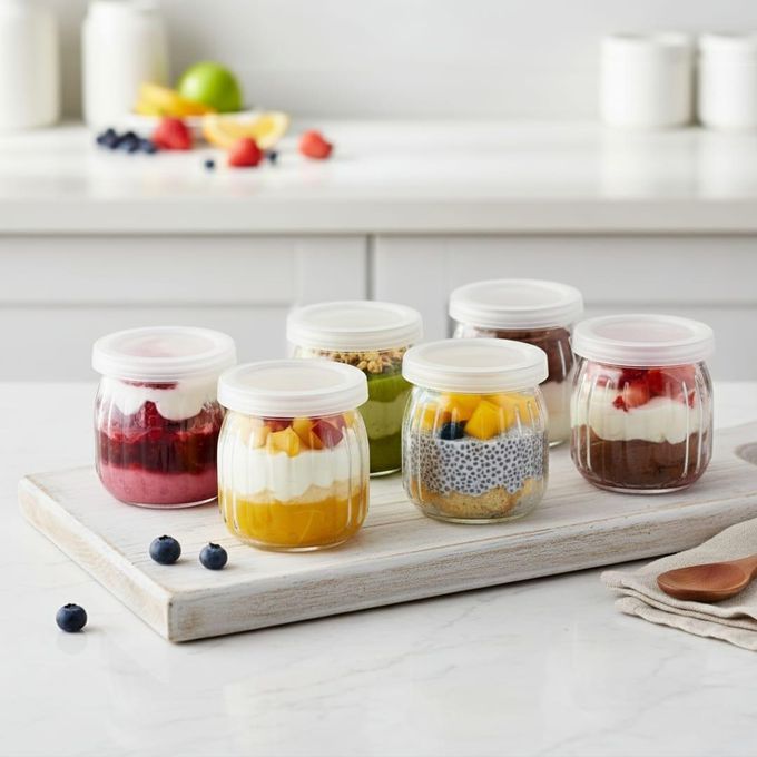 6 pièces pot yaourt 212 ML Transparent