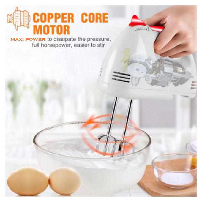 Batteur Mixeur Mélangeur Stéréo 7 Vitesses 2 Fouets et 2 Crochets à Pâte
