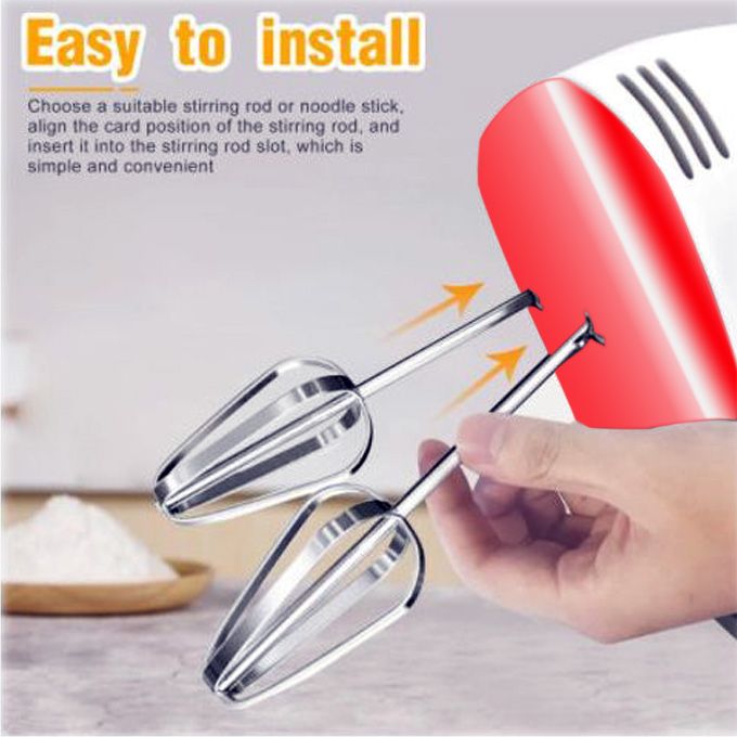 Batteur Mixeur Mélangeur Stéréo 7 Vitesses 2 Fouets et 2 Crochets à Pâte