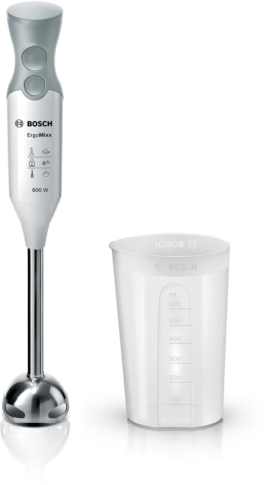 Bosch Mixeur Plongeant ErgoMixx – 600 W, 2 vitesses + Turbo, Lame QuattroBlade – MSM66110