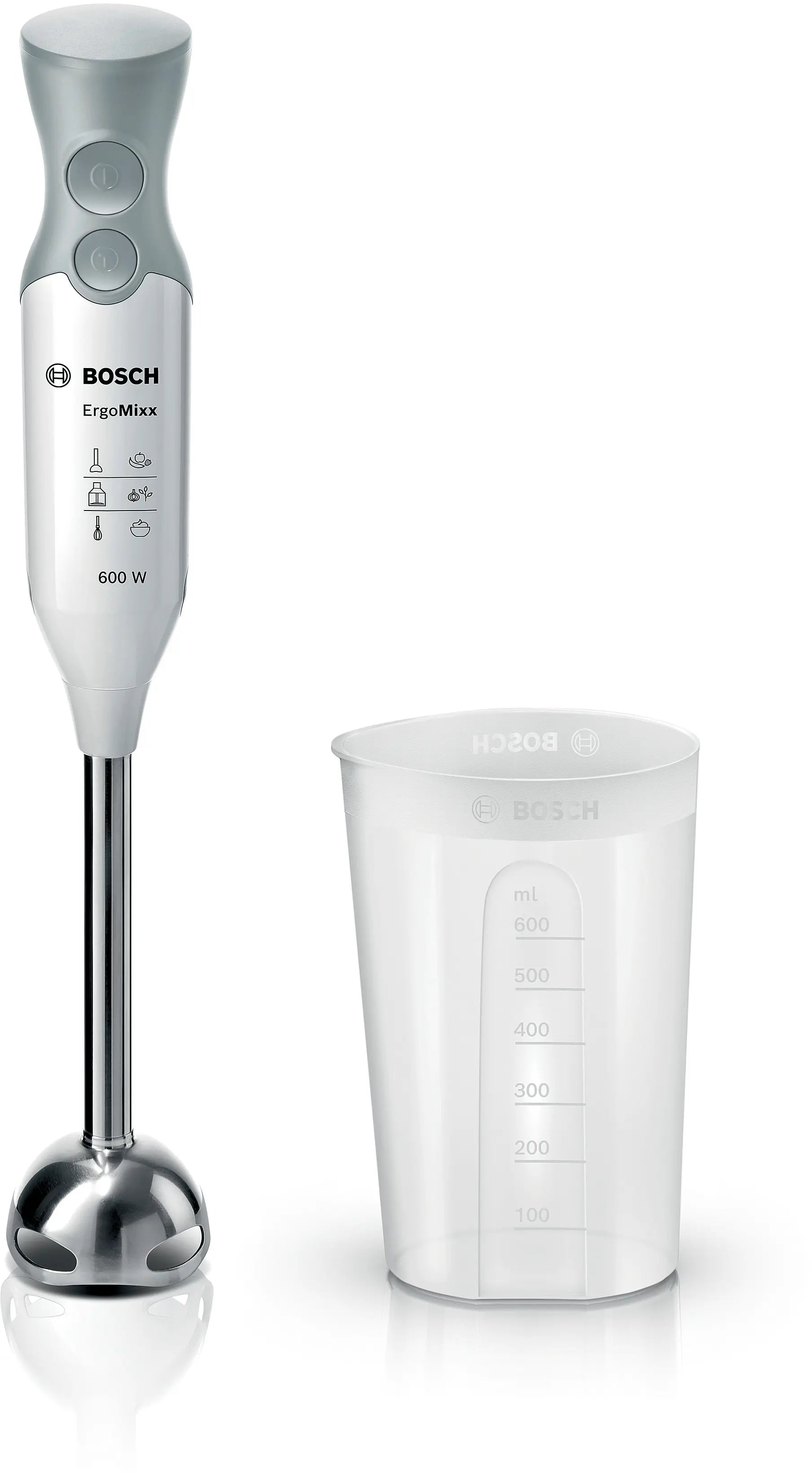 Bosch Mixeur Plongeant ErgoMixx – 600 W, 2 vitesses + Turbo, Lame QuattroBlade – MSM66110